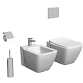 Modern Wall Mounted Toilet with Sink and Toilet Paper Holder