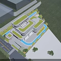 Modern School Building Architectural Design With Green Roof And Landscaped Surroundings