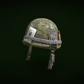 Tactical Military Green Camouflage Helmet With Stickers Badge And Adjustable Straps