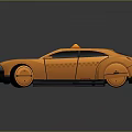 Orange Taxi Car With Roof Top TAXI Sign And Modern Checkerboard Design