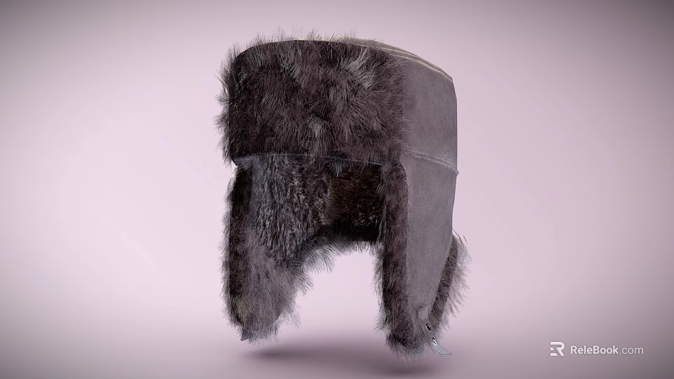 Stylish Warm Winter Fur Hat With Ear Flaps And Thick Soft Material Design 3d model