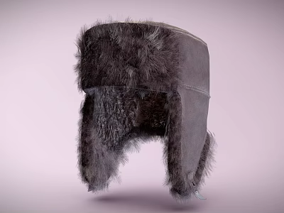 Stylish Warm Winter Fur Hat With Ear Flaps And Thick Soft Material Design 3d model