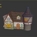 Enchanted Fairy Tale Cottage With Pointed Roof Stained Glass Windows And Tower Structure
