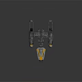 Futuristic Cosmic Spaceship Featuring Gray Yellow Design Large Thrusters And Detailed Structure