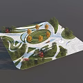 Park Landscape Design With Winding Paths Circular Lawn And Various Trees