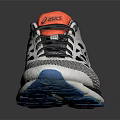 Lightweight Running Shoes Gray Black With Red Tongue Breathable Mesh Upper Blue Red Sole