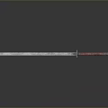 Warrior Weapon Slender Sword With Red Hilt And Reflective Blade 3d model