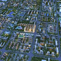 Aerial Urban Planning Featuring Modern Buildings Road Networks and Green Spaces