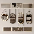 Assorted Modern Wall Mirrors Featuring Circular Oval And Rectangular Decorative Designs 3d model