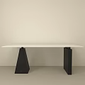 Modern Minimalist Dining Table With White Tabletop And Black Supporting Legs 3d model