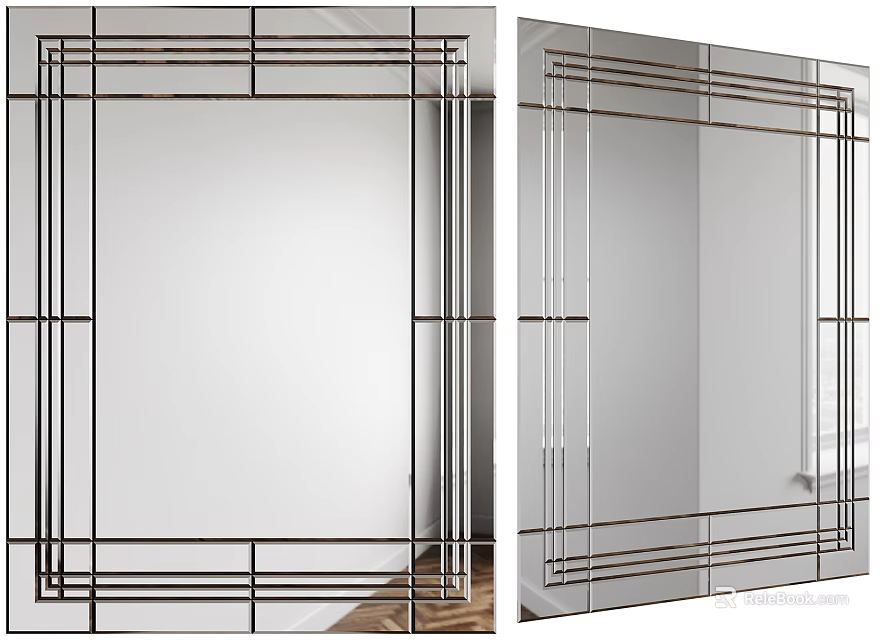 Modern Decorative Mirrors With Geometric Frame Design 3d model 