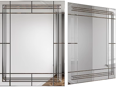 Modern Decorative Mirrors With Geometric Frame Design 3d model