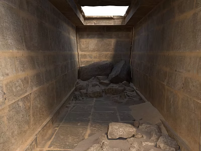 Modern Stone Corridor Interior Design With Slate Floor And Natural Light Opening 3d model