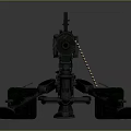Military Machine Gun With Tripod Stand Long Barrel And Ammunition Box