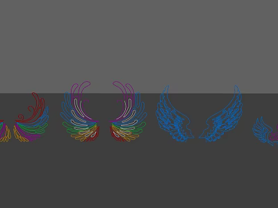 Colorful Wings Photo Spot Featuring Multiple Patterns On Gray Background 3d model