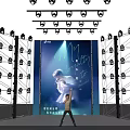 Live Concert Stage With Bright Lights Singer And Large Screen Performance 3d model