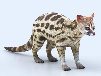 Exotic Spotted Wild Animal With Brown Striped Fur And Standing Pose 3d model