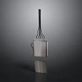 Silver Metal Kitchen Whisk With Square Base Slender Strips And Side Handle Design