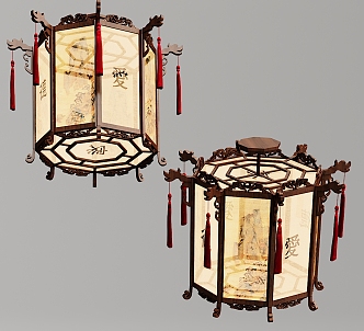 Chinese Chandelier Wooden Chandelier 3d model