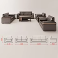 Modern Leather Sofa And Coffee Table Set With Multiple Size Seats And Functional Coffee Table Design 3d model
