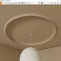 Modern Circular Ceiling Design With Pendant Light In Minimalist Room