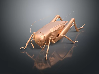 Copper Colored Reptile Lizard With Long Limbs And Shiny Body On Dark Background Reflection 3d model