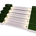 Modern Outdoor Recessed Wall Light Design Illuminating Garden Steps with Green Shrubs