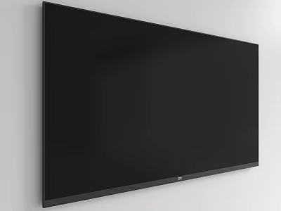 Modern Black Flat Screen Television Wall Mounted On Minimalist White Wall 3d model