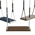 Outdoor Colorful Hanging Playground Swings With Soft Cushioned Seats And Wooden Bases