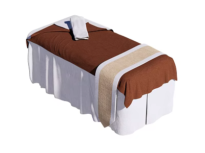 Comfortable Massage Bed With Brown Towel White Towel And White Base 3d model