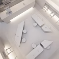 Modern Café Interior Design With Tables Chairs Pendant Lighting And Bar Counter