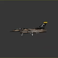 Camouflage Military Jet Airplane With Brown Black Paint And Yellow Tip Tail Fin