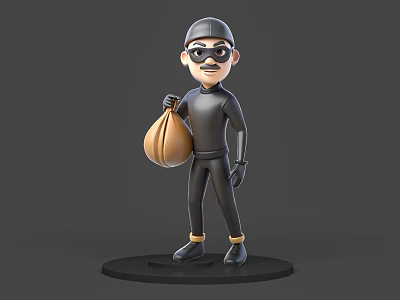 European and American style foreign thieves black thieves middle-aged cartoon characters animation characters hand-made dolls photo board 3d model