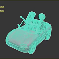 Pink Convertible Toy Car With Blonde Female And Brunette Male Dolls Inside
