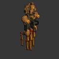 Golden Mechanical Sci Fi Weapon With Glowing Blades And Robotic Structure