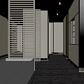 Modern Elevator Hallway Interior Design With Wooden Paneling And Recessed Lighting