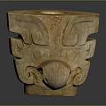 Jade Furniture Decorative Item With Square Carved Patterns And Central Hole Design