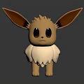 Cute 3D Cartoon Creature Character With Big Ears Brown Body And White Chest Fur