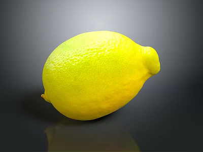 Fresh Ripe Yellow Lemon with Smooth Vibrant Skin and Reflection on Dark Background 3d model