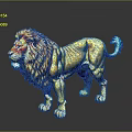 Colorful Lion Sculpture With Vibrant Mane Blue Tail And Detailed Body Design