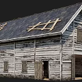 Weathered Rustic Building With Sloped Wooden Roof Weathered Siding Wooden Doors And Windows