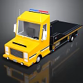 Yellow Tow Truck With Police Lights And Flatbed Design For Rescue Operations