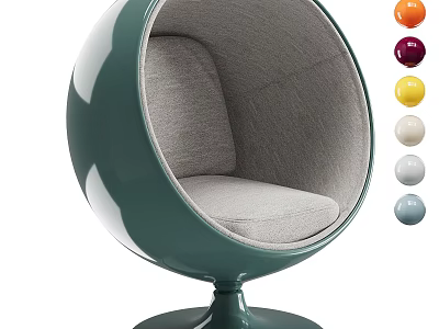Spherical Single Sofa With Green Exterior Upholstered Seat And Multiple Colors 3d model