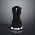 Black Sleeveless Fashion Dress with White Trim and Front Text Detail