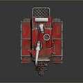 Red and White Tracked Functional Vehicle With Front Obstacle Clearing Roller and Top Mechanical Equipment
