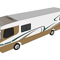 Modern White and Brown Recreational Vehicle With Streamlined Exterior And Windows