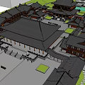 Ancient Chinese Architecture With Traditional Courtyard Plaza Stone Pavements And Classic Roof Structures