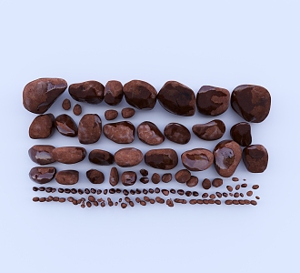 Modern riverbed rubble pebbles 3d model