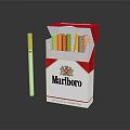 Marlboro Cigarettes Open Pack With Individual Cigarette And Red White Packaging 3d model