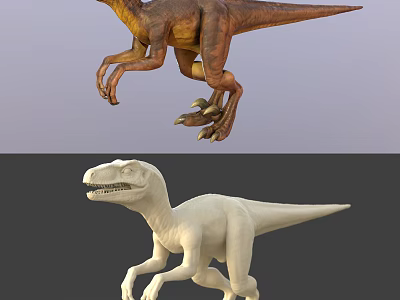 Detailed Realistic Reptile Dinosaur 3D Models Brown And White Animated Poses 3d model